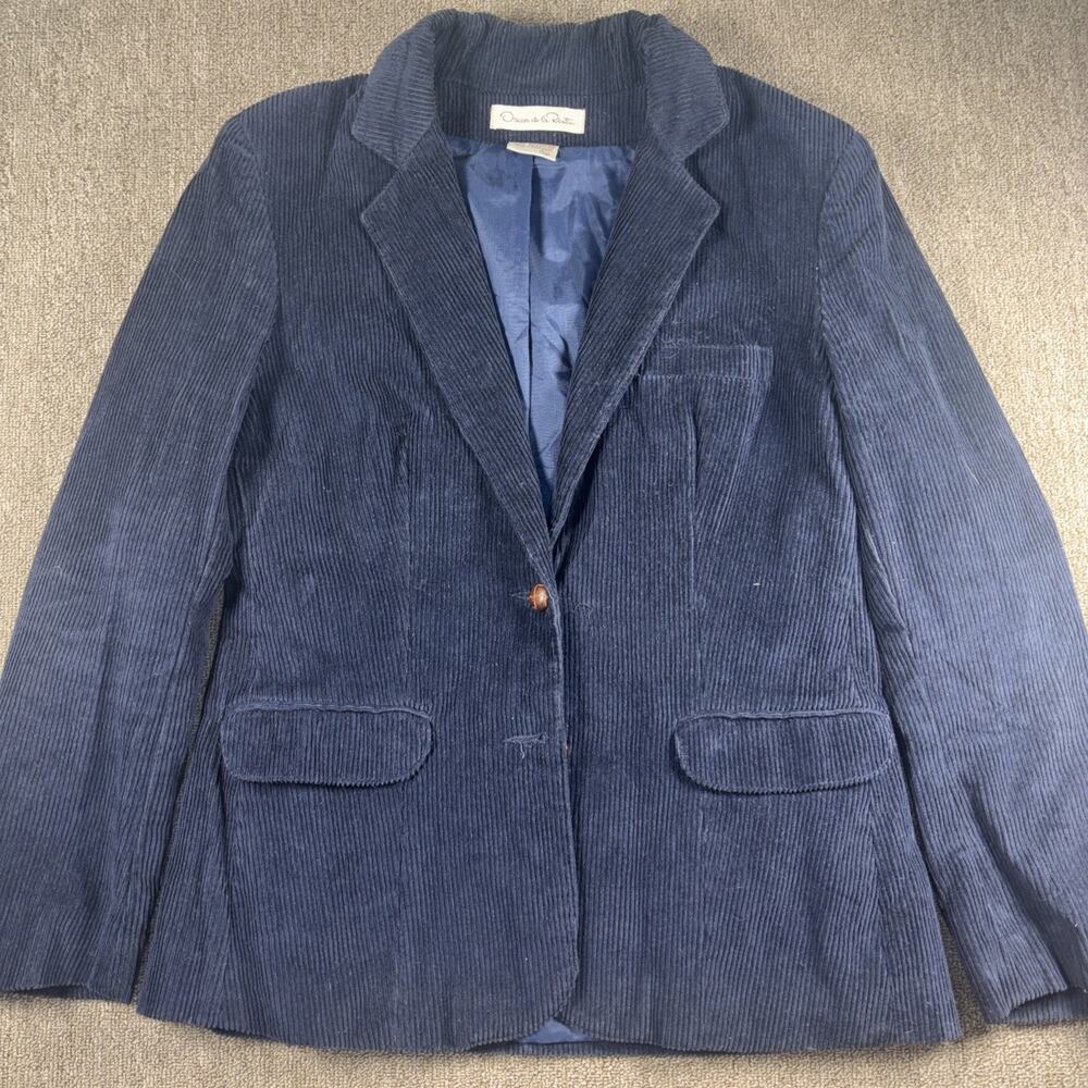 Oscar De La Renta Women’s Corduroy Blazer Jacket 11/12 Blue Vintage Hong Kong